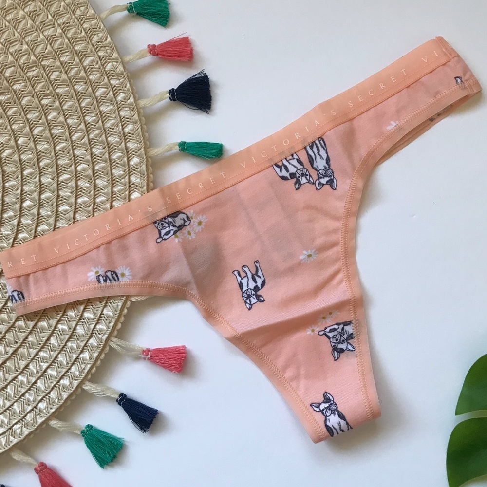 Victoria’s Secret Stretch Cotton Thong Panty Peach Puppy NEW